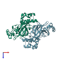 PDB entry 1uj1 coloured by chain, top view.