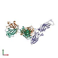 PDB entry 1uj3 coloured by chain, front view.