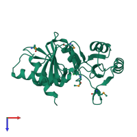 PDB entry 1uj4 coloured by chain, top view.