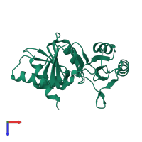 PDB entry 1uj5 coloured by chain, top view.