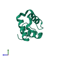 PDB entry 1uj8 coloured by chain, side view.