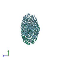 PDB entry 1ujn coloured by chain, side view.