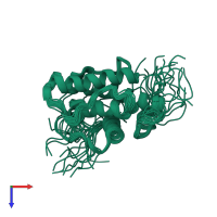 PDB entry 1ujo coloured by chain, ensemble of 20 models, top view.