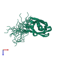 PDB entry 1ujv coloured by chain, ensemble of 20 models, top view.