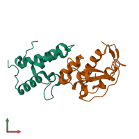 PDB entry 1ujz coloured by chain, front view.
