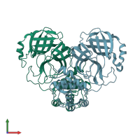 PDB entry 1uk3 coloured by chain, front view.