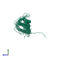 PDB entry 1uk5 coloured by chain, ensemble of 20 models, side view.