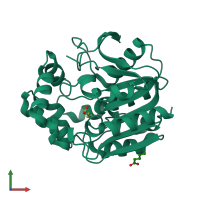 PDB entry 1uk8 coloured by chain, front view.