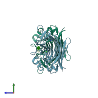 PDB entry 1ukg coloured by chain, side view.