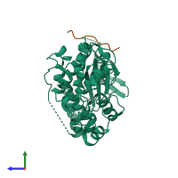 PDB entry 1uki coloured by chain, side view.