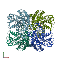 PDB entry 1ukj coloured by chain, front view.