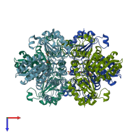 PDB entry 1ukj coloured by chain, top view.
