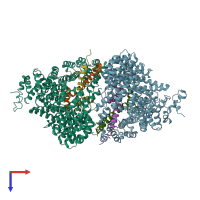 PDB entry 1ukl coloured by chain, top view.