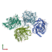 PDB entry 1ukp coloured by chain, front view.