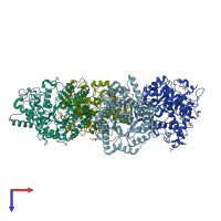 PDB entry 1ukp coloured by chain, top view.