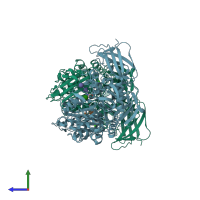 PDB entry 1ukq coloured by chain, side view.