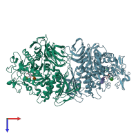 PDB entry 1ukq coloured by chain, top view.