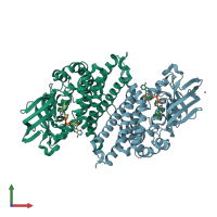 PDB entry 1ukw coloured by chain, front view.