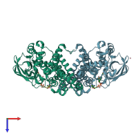 PDB entry 1ukw coloured by chain, top view.