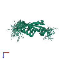 PDB entry 1ukx coloured by chain, ensemble of 20 models, top view.