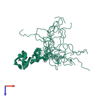 PDB entry 1ul5 coloured by chain, ensemble of 20 models, top view.