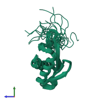 PDB entry 1ul7 coloured by chain, ensemble of 20 models, side view.