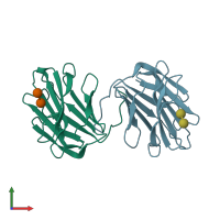 PDB entry 1ulc coloured by chain, front view.