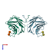 PDB entry 1ulc coloured by chain, top view.