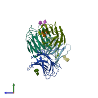 PDB entry 1uld coloured by chain, side view.