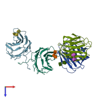 PDB entry 1uld coloured by chain, top view.