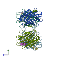 PDB entry 1ulg coloured by chain, side view.
