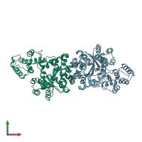 PDB entry 1ulh coloured by chain, front view.