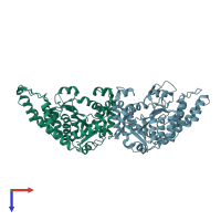 PDB entry 1ulh coloured by chain, top view.