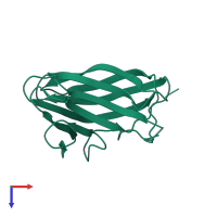 PDB entry 1ulo coloured by chain, top view.