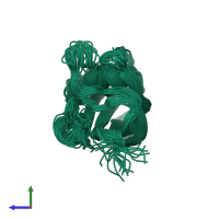 PDB entry 1ulp coloured by chain, ensemble of 25 models, side view.