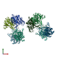 PDB entry 1ulq coloured by chain, front view.