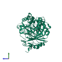 PDB entry 1ulz coloured by chain, side view.