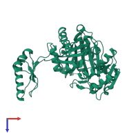 PDB entry 1ulz coloured by chain, top view.