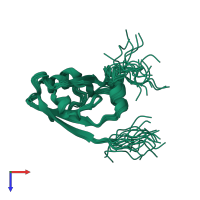 PDB entry 1um1 coloured by chain, ensemble of 20 models, top view.