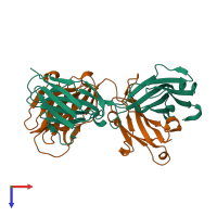 PDB entry 1um5 coloured by chain, top view.