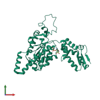 PDB entry 1um8 coloured by chain, front view.