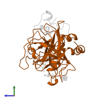 Thrombin heavy chain in PDB entry 1uma, assembly 1, side view.