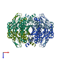 PDB entry 1umf coloured by chain, top view.