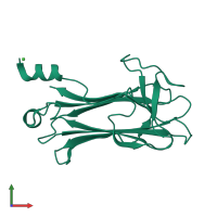 PDB entry 1umh coloured by chain, front view.