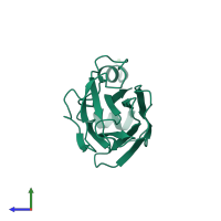 PDB entry 1umh coloured by chain, side view.