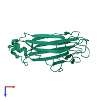 PDB entry 1umh coloured by chain, top view.