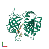 PDB entry 1umk coloured by chain, front view.