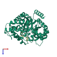 PDB entry 1uml coloured by chain, top view.