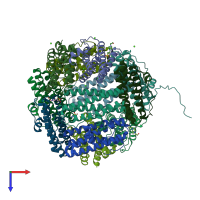 PDB entry 1umn coloured by chain, top view.