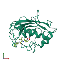 PDB entry 1umt coloured by chain, front view.